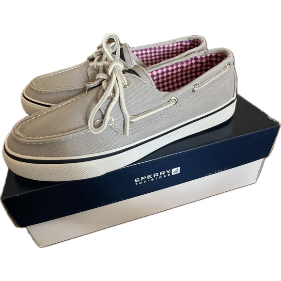 Sperry Authentic Original Bahama Grey Canvas Womens 8.5 Boat Shoes 9266362 NEW - Picture 1 of 7